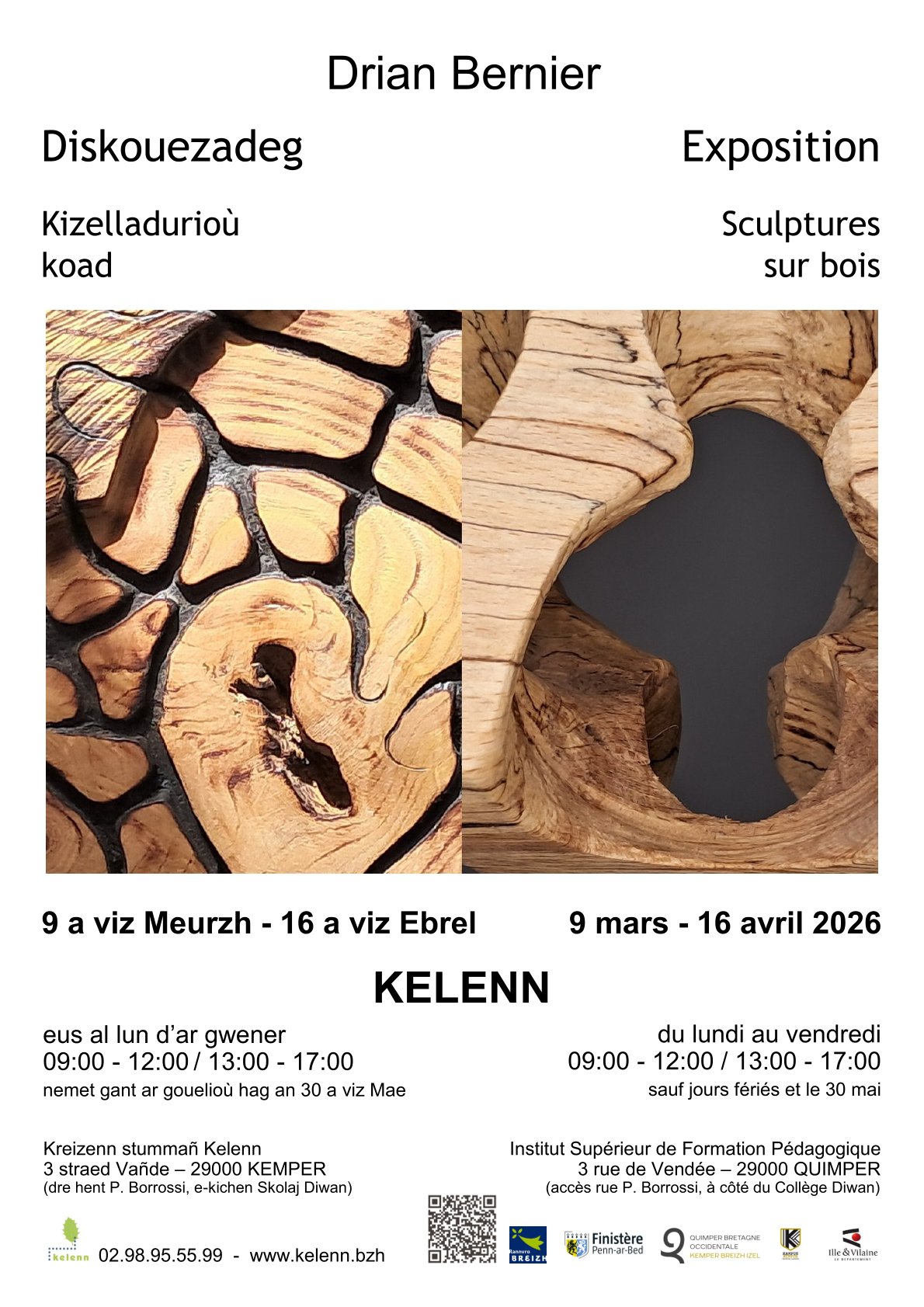 Exposition de sculptures sur bois de Drian Bernier