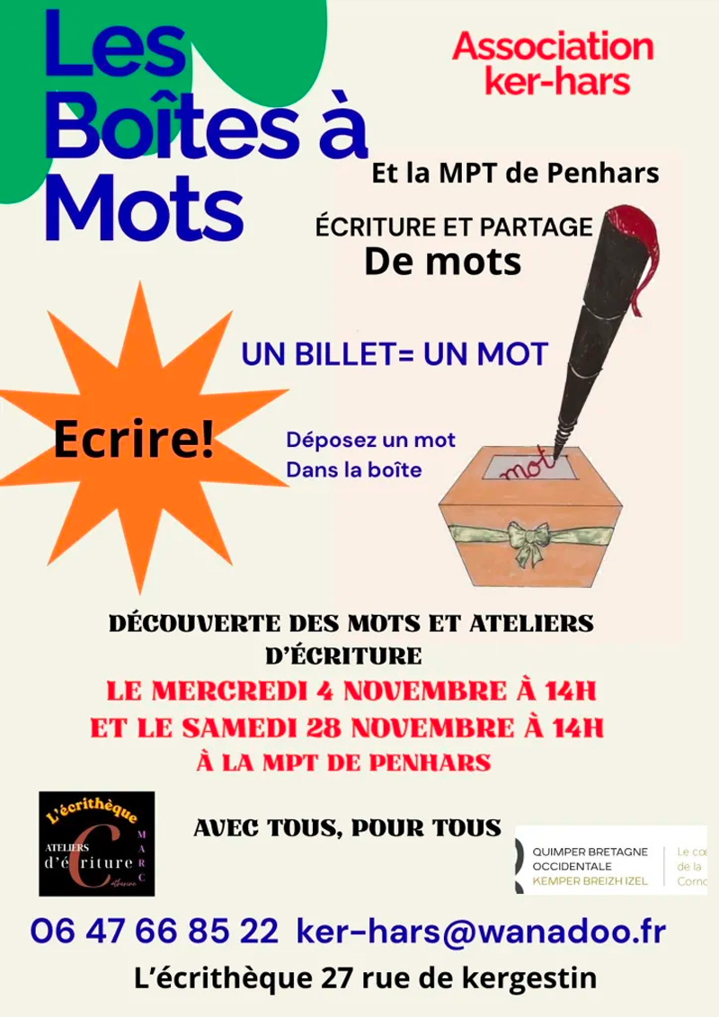 Récolte de mots et ateliers d'écriture gratuits